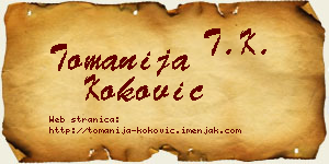 Tomanija Koković vizit kartica